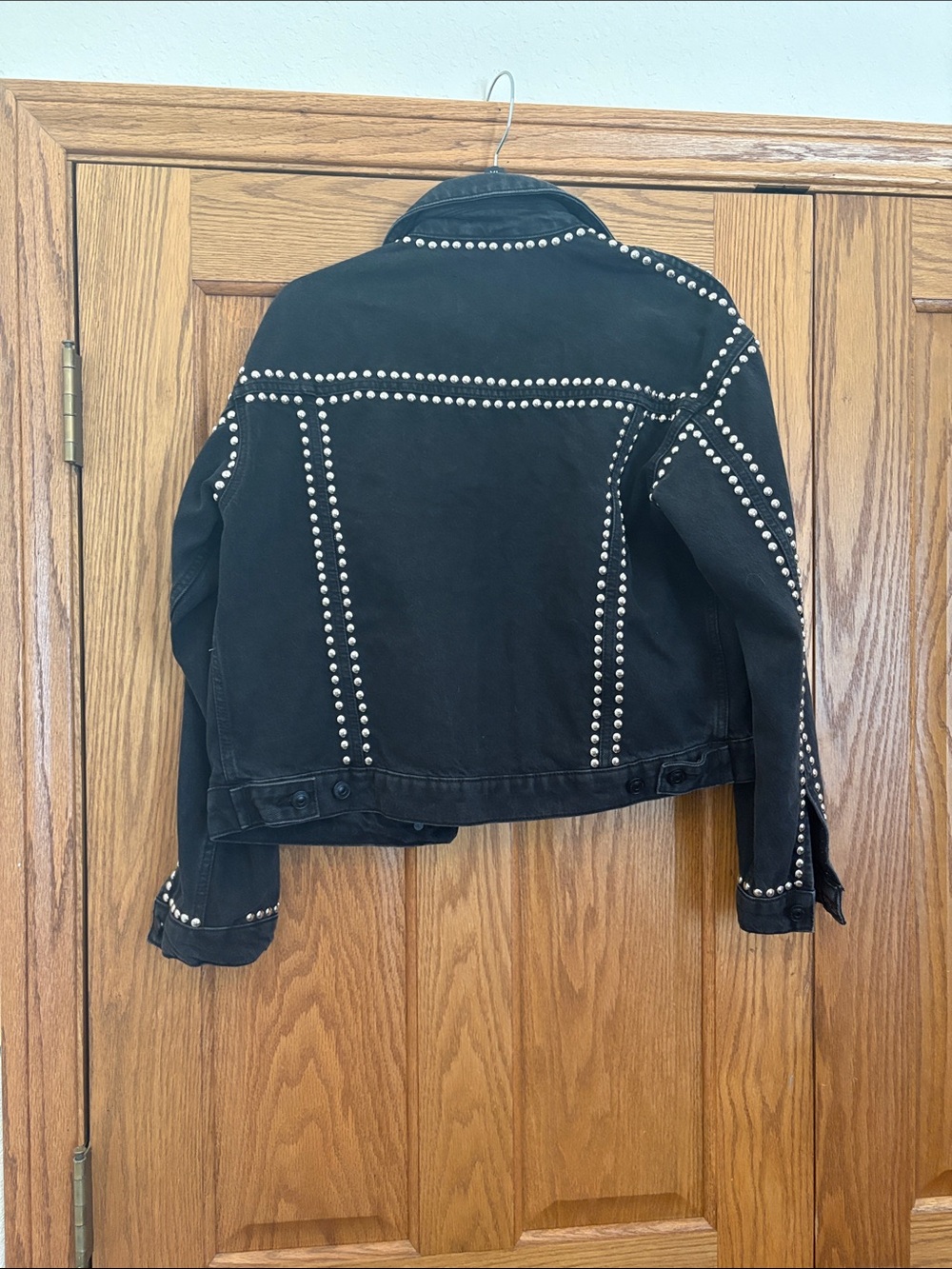 All Saints Black Studded Denim Trucker Jacket - Picture 4 of 4